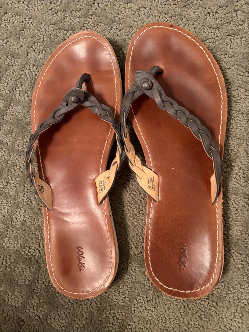OluKai Leather Braided Strap Sandals 11